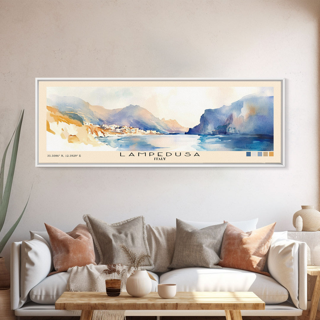 Lampedusa, Italy Watercolor Print, Vacation Gift, Italy Wall Art, Vacation Wall Art, Vacatation Memories, Beach Decor, Beach Or Lakehouse Art
