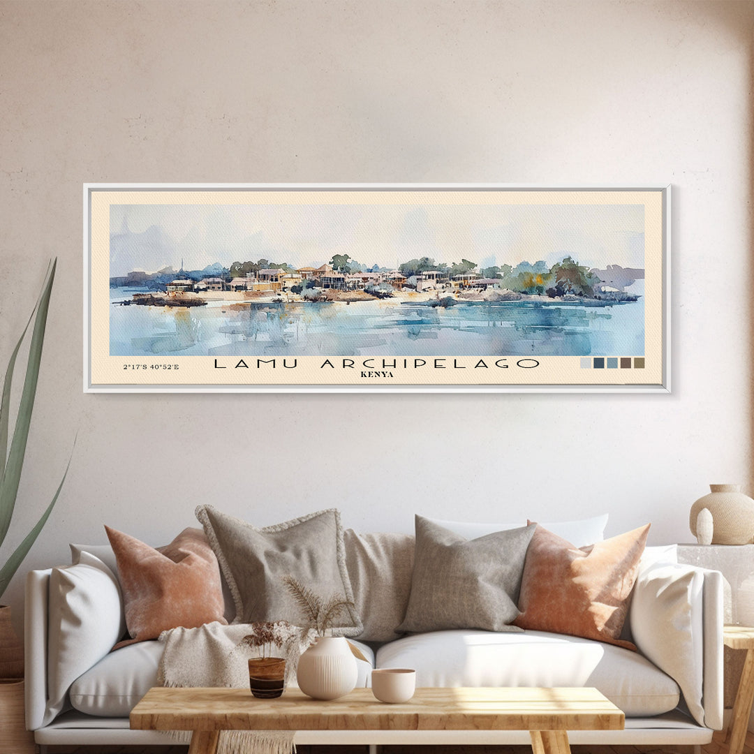 Lamu Archipelago, Kenya Watercolor Print, Vacation Gift, Kenya Wall Art, Beach Painting, Beach Decor, Beach Or Lakehouse Art