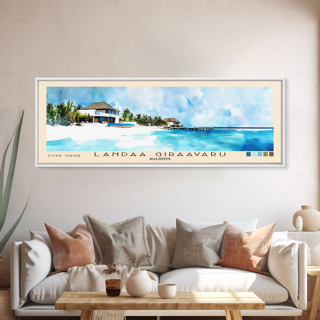 Landaa Giraavaru, Maldives Watercolor Beach Print, Vacation Gift, Maldives Wall Art, Beach Painting, Beach Decor, Beach Painting