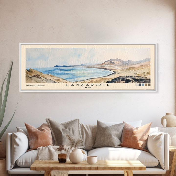 Lanzarote, Spain Watercolor Print, Vacation Gift, Spain Wall Art, Vacation Wall Art, Vacatation Memories, Beach Decor, Beach Or Lakehouse Art