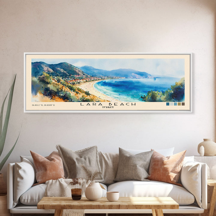 Lara Beach, Turkey Watercolor Print, Vacation Gift, Turkey Wall Art, Beach Painting, Beach Decor, Beach Or Lakehouse Art