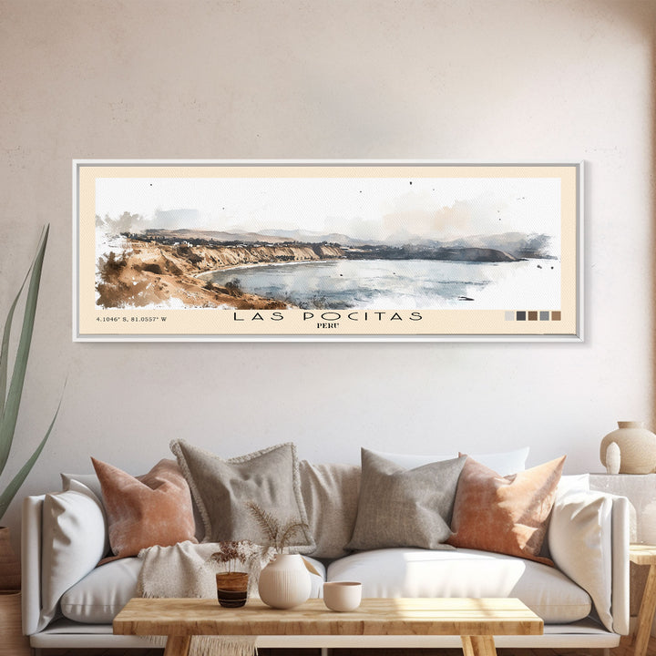 Las Pocitas, Peru Watercolor Beach Print, Vacation Gift, Peru Wall Art, Beach Painting, Beach Decor, Beach Painting