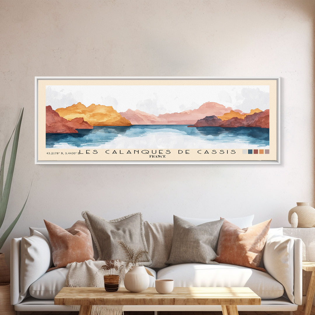 Les Calanques de Cassis, France Watercolor Print, Vacation Gift, France Wall Art, Vacation Wall Art, Vacatation Memories, Beach Decor, Beach Or Lakehouse Art