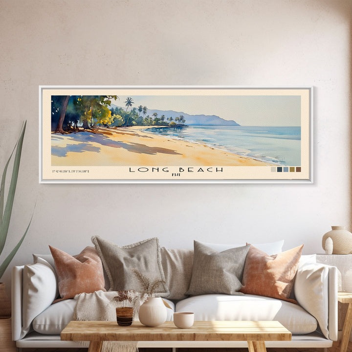 Long Beach, Fiji Watercolor Print, Vacation Gift, Fiji Wall Art, Vacation Wall Art, Vacatation Memories, Beach Decor, Beach Or Lakehouse Art
