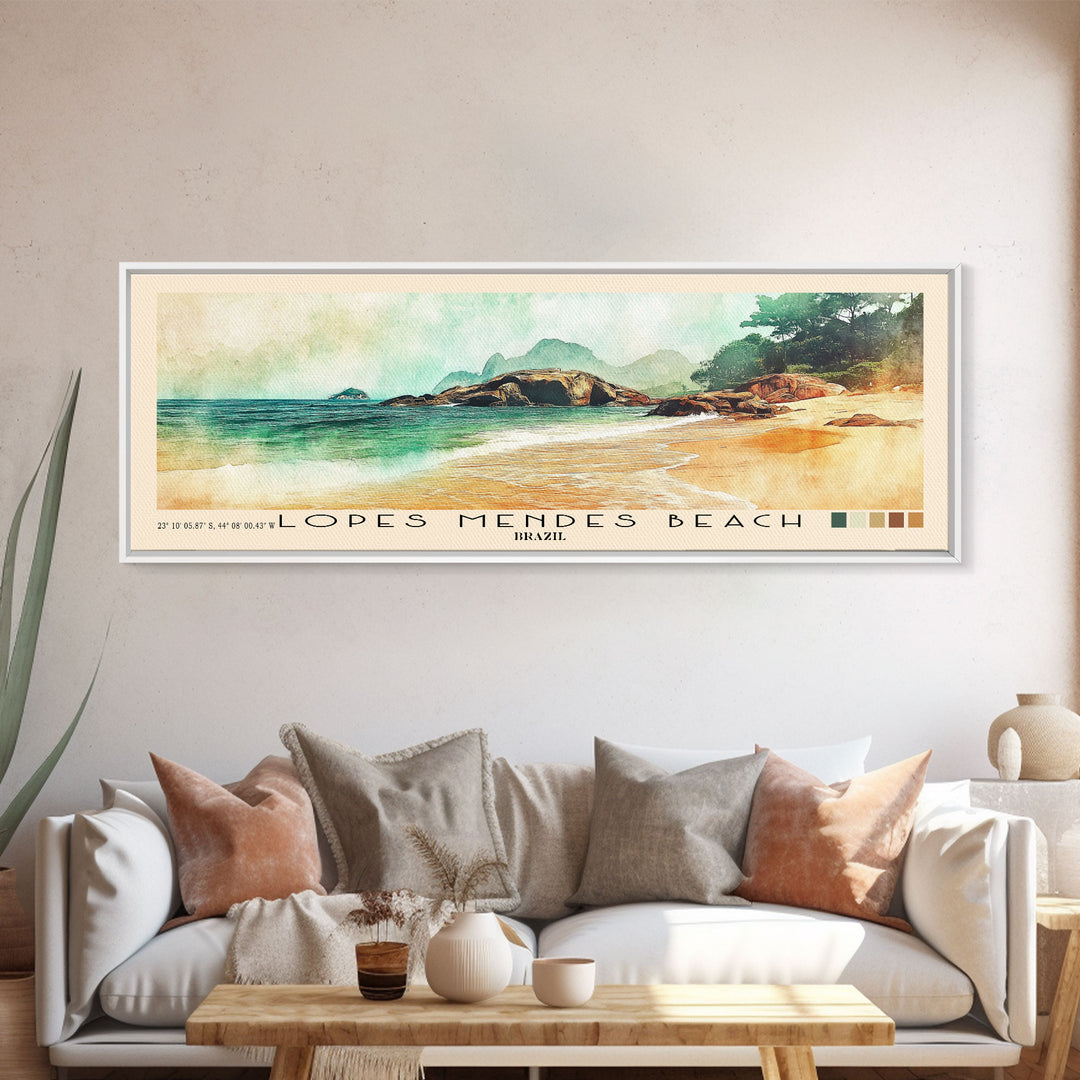 Lopes Mendes Beach, Brazil Watercolor Print, Vacation Gift, Brazil Wall Art, Beach Painting, Beach Decor, Beach Or Lakehouse Art