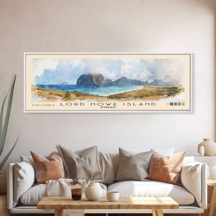 Lord Howe Island, Australia Watercolor Beach Print, Vacation Gift, Australia Wall Art, Beach Painting, Beach Decor, Beach Painting