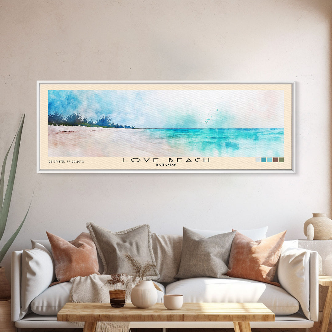 Love Beach, Bahamas Watercolor Print, Vacation Gift, Bahamas Wall Art, Vacation Wall Art, Vacatation Memories, Beach Decor, Beach Or Lakehouse Art