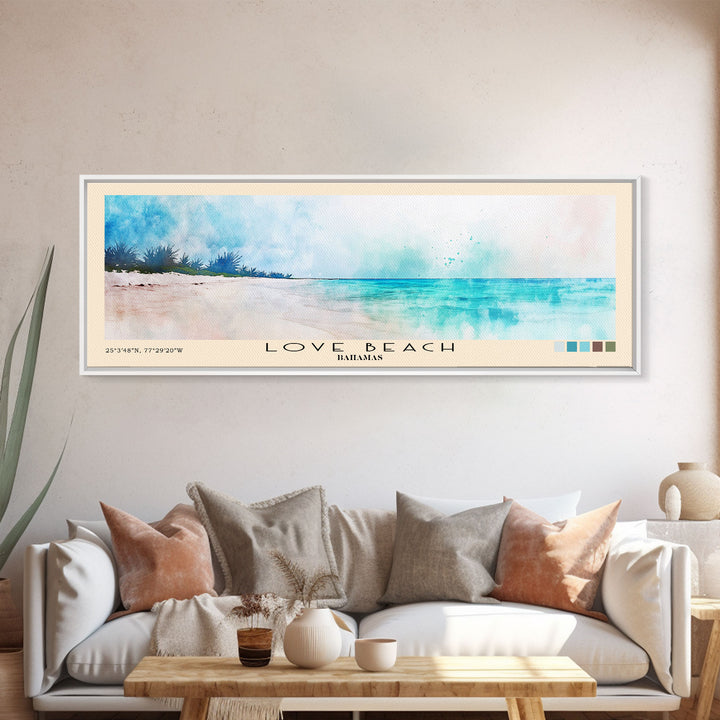 Love Beach, Bahamas Watercolor Print, Vacation Gift, Bahamas Wall Art, Vacation Wall Art, Vacatation Memories, Beach Decor, Beach Or Lakehouse Art