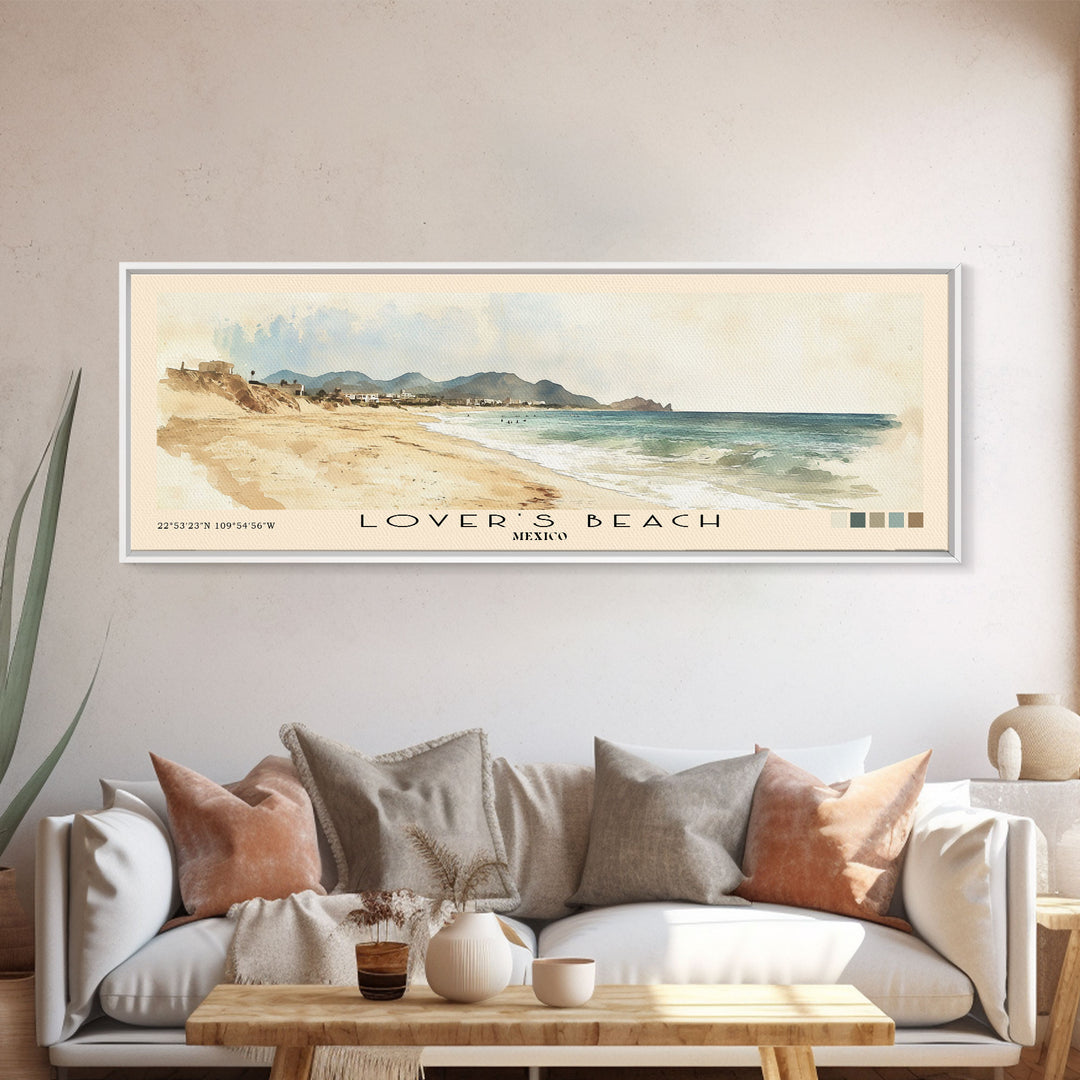 Lover’s Beach, Mexico Watercolor Print, Vacation Gift, Mexico Wall Art, Beach Painting, Beach Decor, Beach Or Lakehouse Art