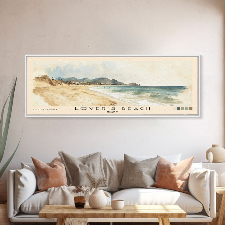 Lover’s Beach, Mexico Watercolor Print, Vacation Gift, Mexico Wall Art, Beach Painting, Beach Decor, Beach Or Lakehouse Art