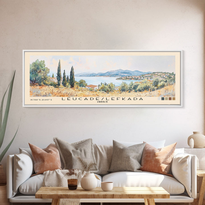 Léucade/Lefkada, Greece Watercolor Print, Vacation Gift, Greece Wall Art, Beach Painting, Beach Decor, Beach Or Lakehouse Art