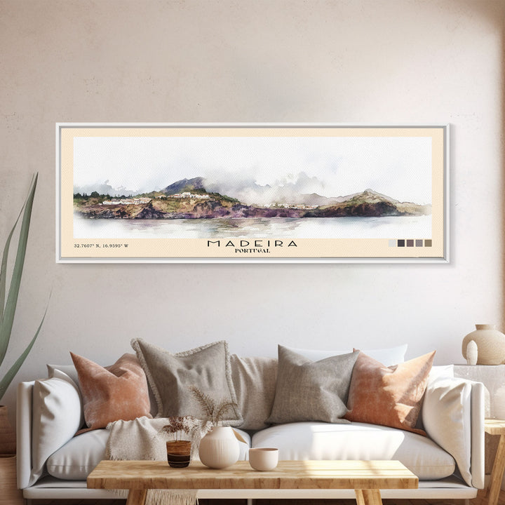 Madeira, Portugal Watercolor Beach Print, Vacation Gift, Portugal Wall Art, Beach Painting, Beach Decor, Beach Painting