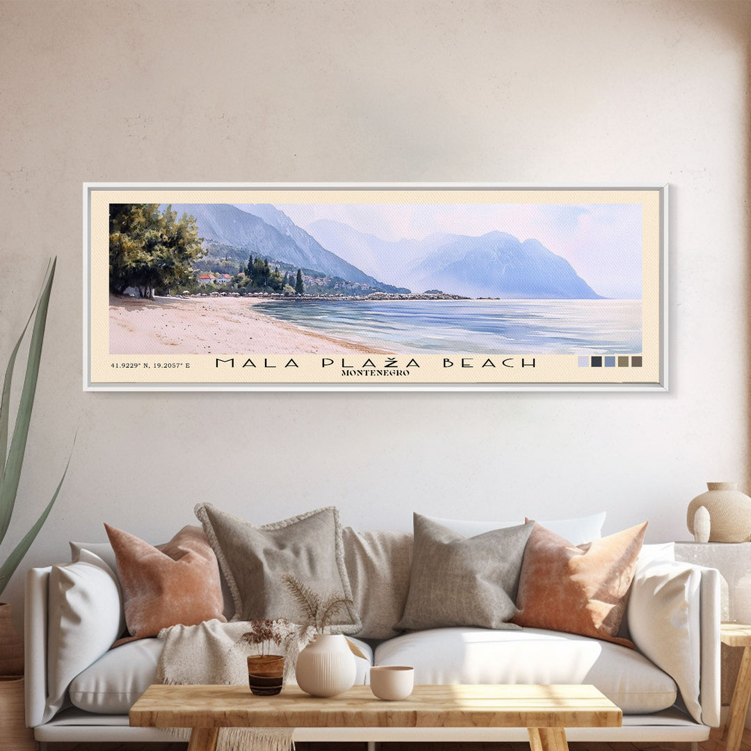 Mala Plaža Beach, Montenegro Watercolor Print, Vacation Gift, Montenegro Wall Art, Vacation Wall Art, Vacatation Memories, Beach Decor, Beach Or Lakehouse Art