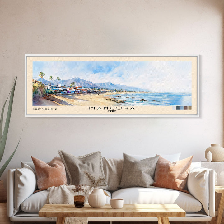 Mancora, Peru Watercolor Print, Vacation Gift, Peru Wall Art, Beach Painting, Beach Decor, Beach Or Lakehouse Art