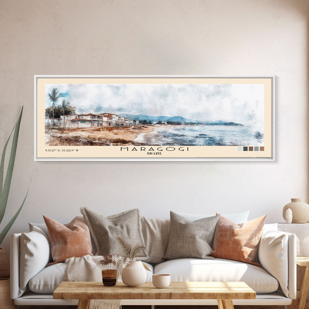 Maragogi, Brazil Watercolor Beach Print, Vacation Gift, Brazil Wall Art, Beach Painting, Beach Decor, Beach Painting