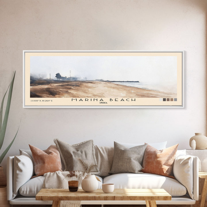 Marina Beach, India Watercolor Print, Vacation Gift, India Wall Art, Vacation Wall Art, Vacatation Memories, Beach Decor, Beach Or Lakehouse Art