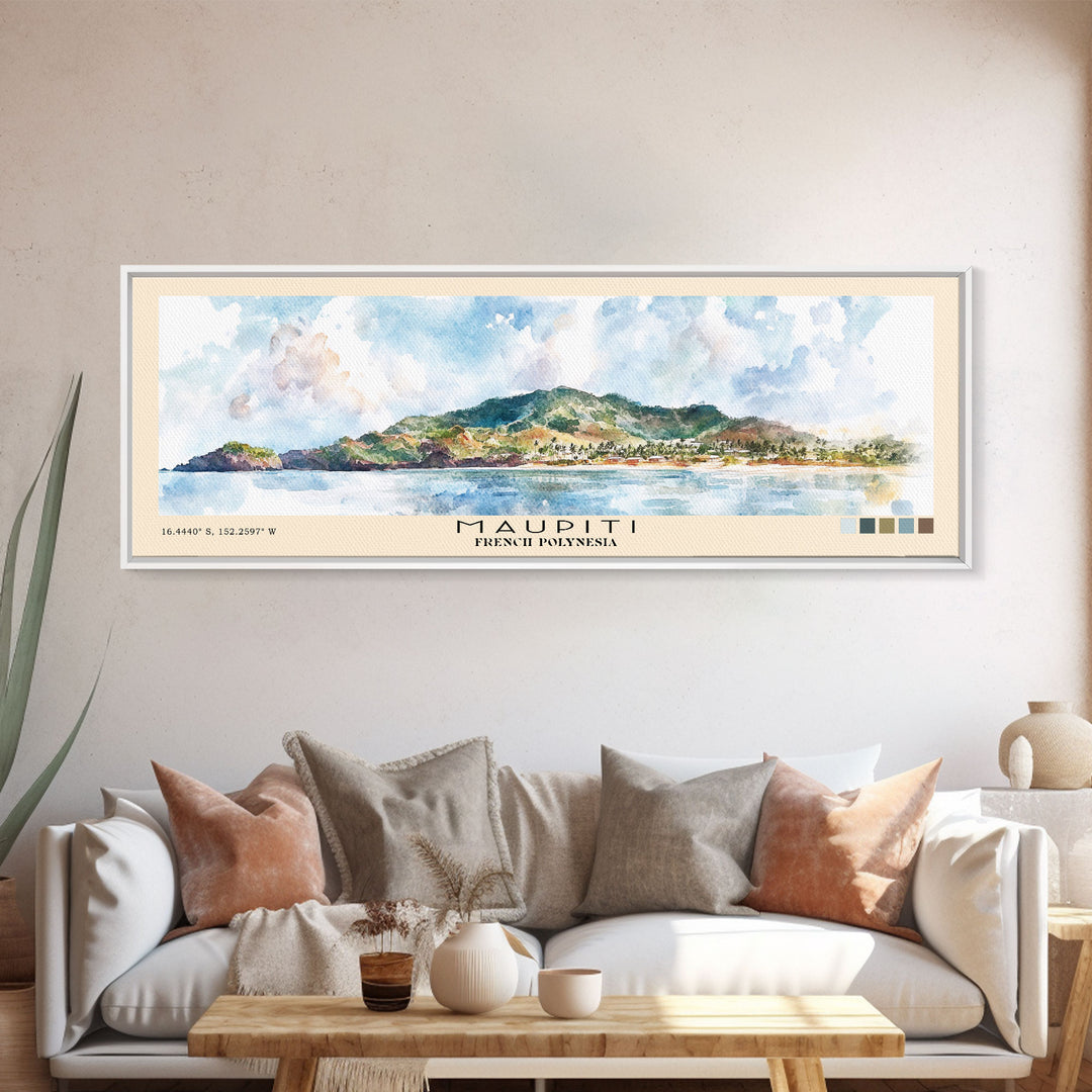 Maupiti, French Polynesia Watercolor Print, Vacation Gift, French Polynesia Wall Art, Vacation Wall Art, Vacatation Memories, Beach Decor, Beach Or Lakehouse Art