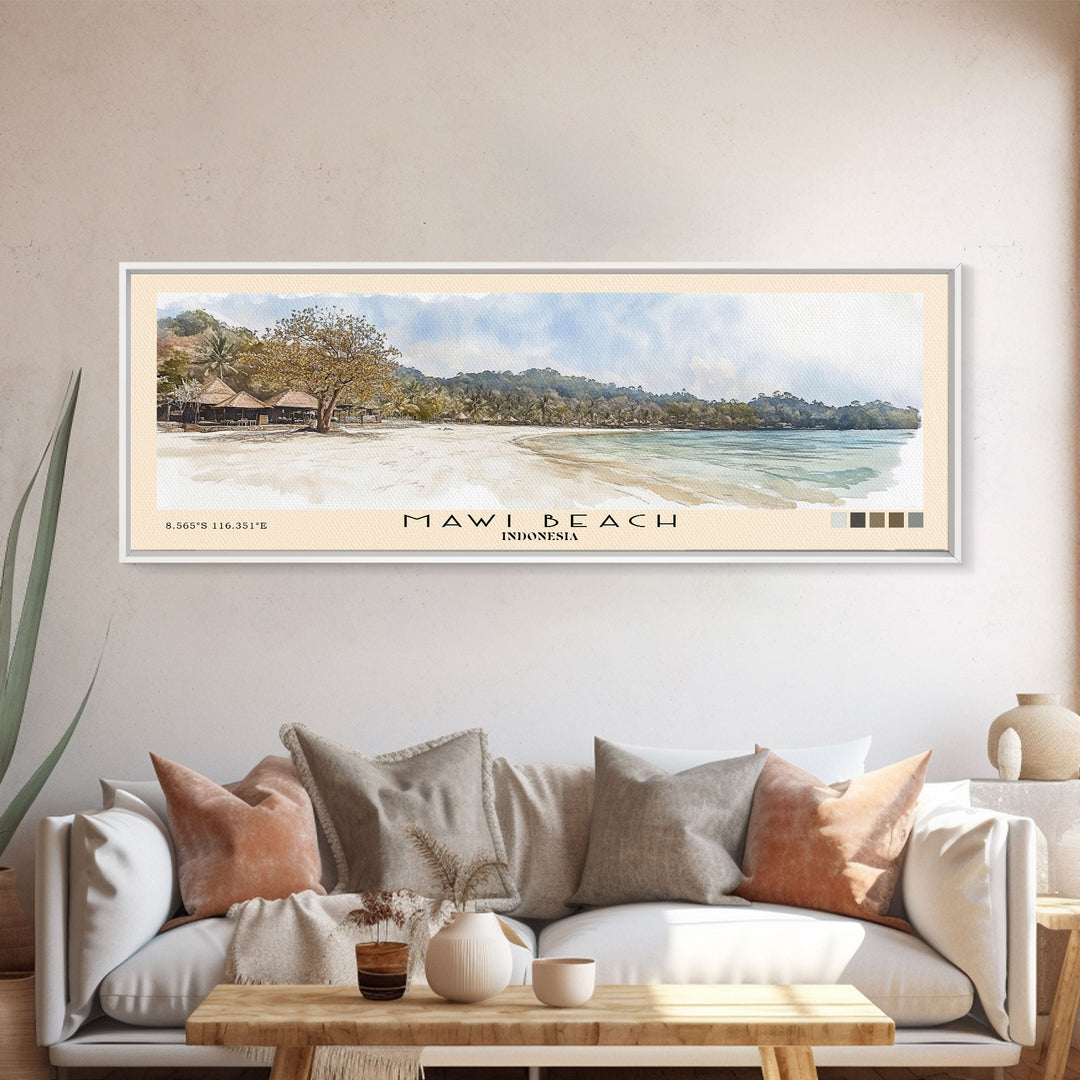 Mawi Beach, Indonesia Watercolor Print, Vacation Gift, Indonesia Wall Art, Beach Painting, Beach Decor, Beach Or Lakehouse Art