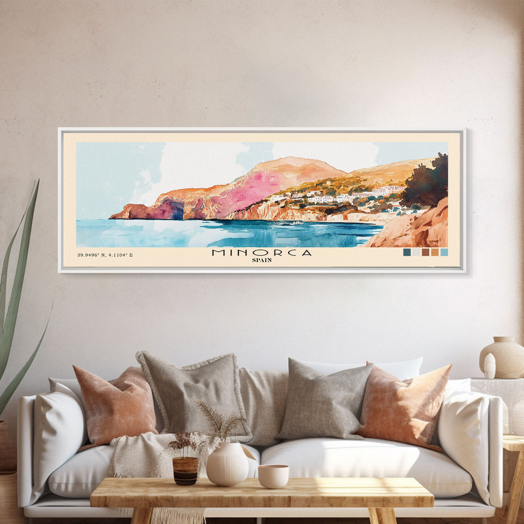 Minorca, Spain Watercolor Print, Vacation Gift, Spain Wall Art, Beach Painting, Beach Decor, Beach Or Lakehouse Art