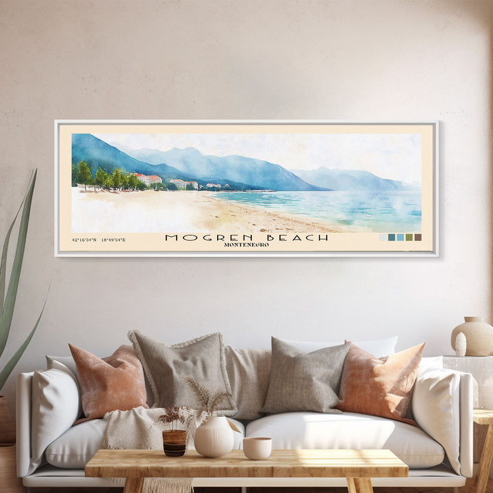 Mogren Beach, Montenegro Watercolor Beach Print, Vacation Gift, Montenegro Wall Art, Beach Painting, Beach Decor, Beach Painting