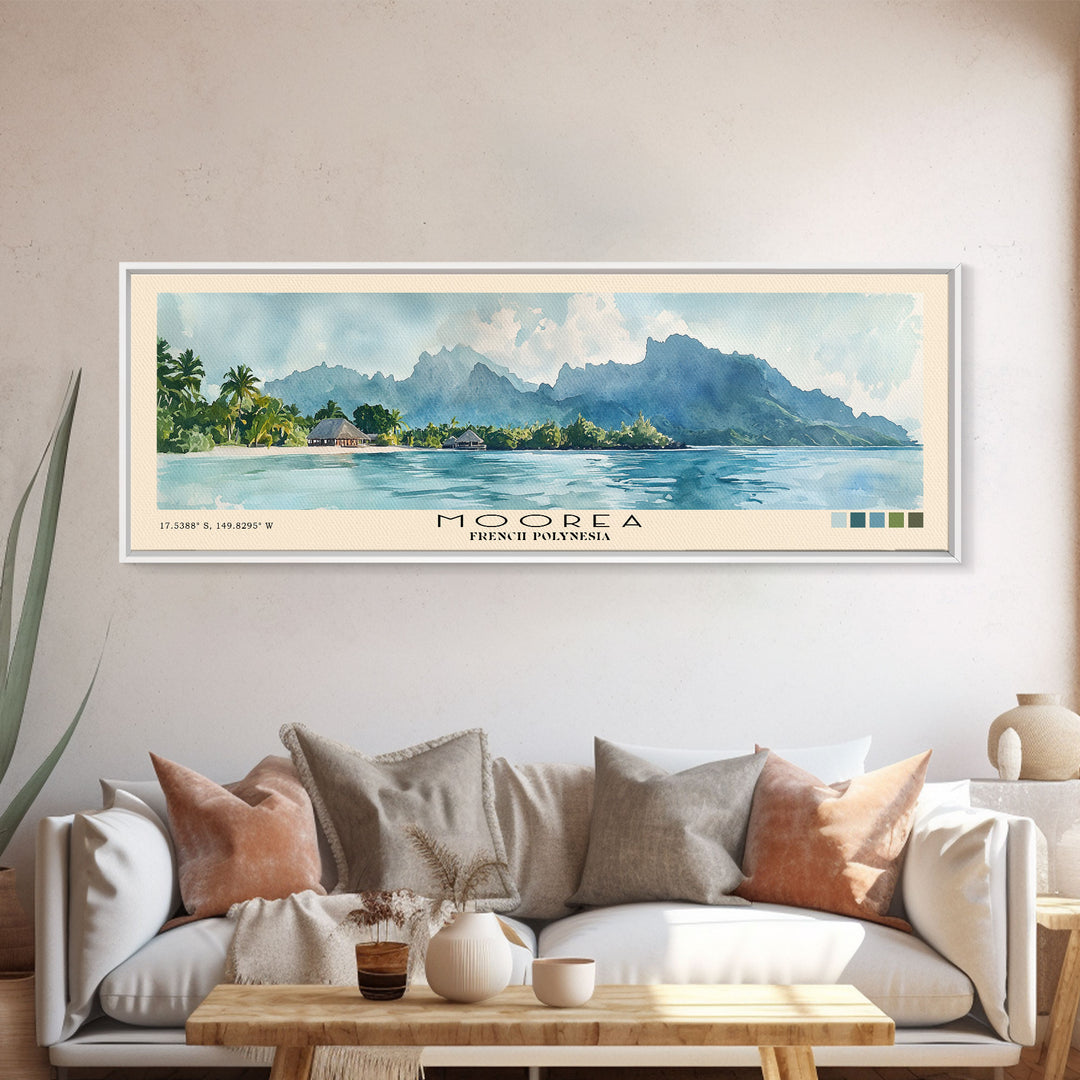Moorea, French Polynesia Watercolor Print, Vacation Gift, French Polynesia Wall Art, Vacation Wall Art, Vacatation Memories, Beach Decor, Beach Or Lakehouse Art
