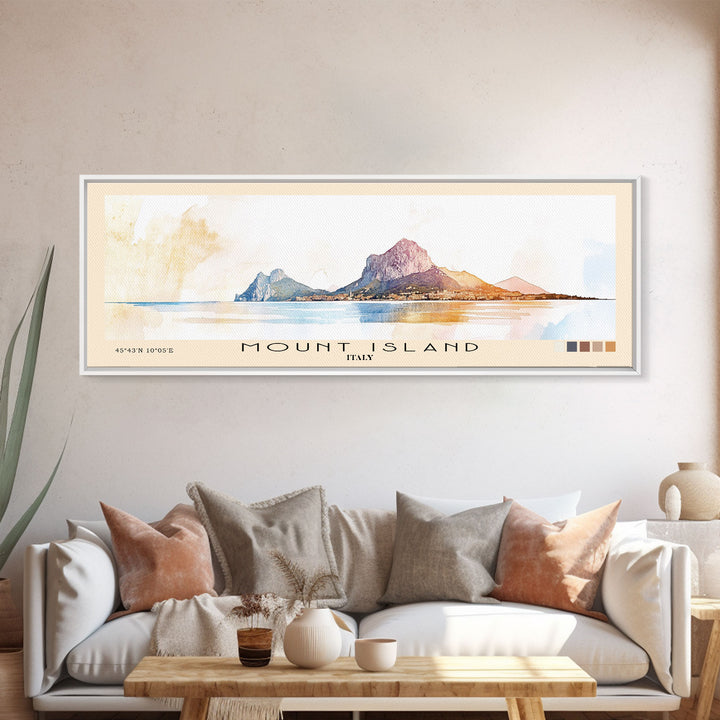 Mount island, Italy Watercolor Print, Vacation Gift, Italy Wall Art, Vacation Wall Art, Vacatation Memories, Beach Decor, Beach Or Lakehouse Art