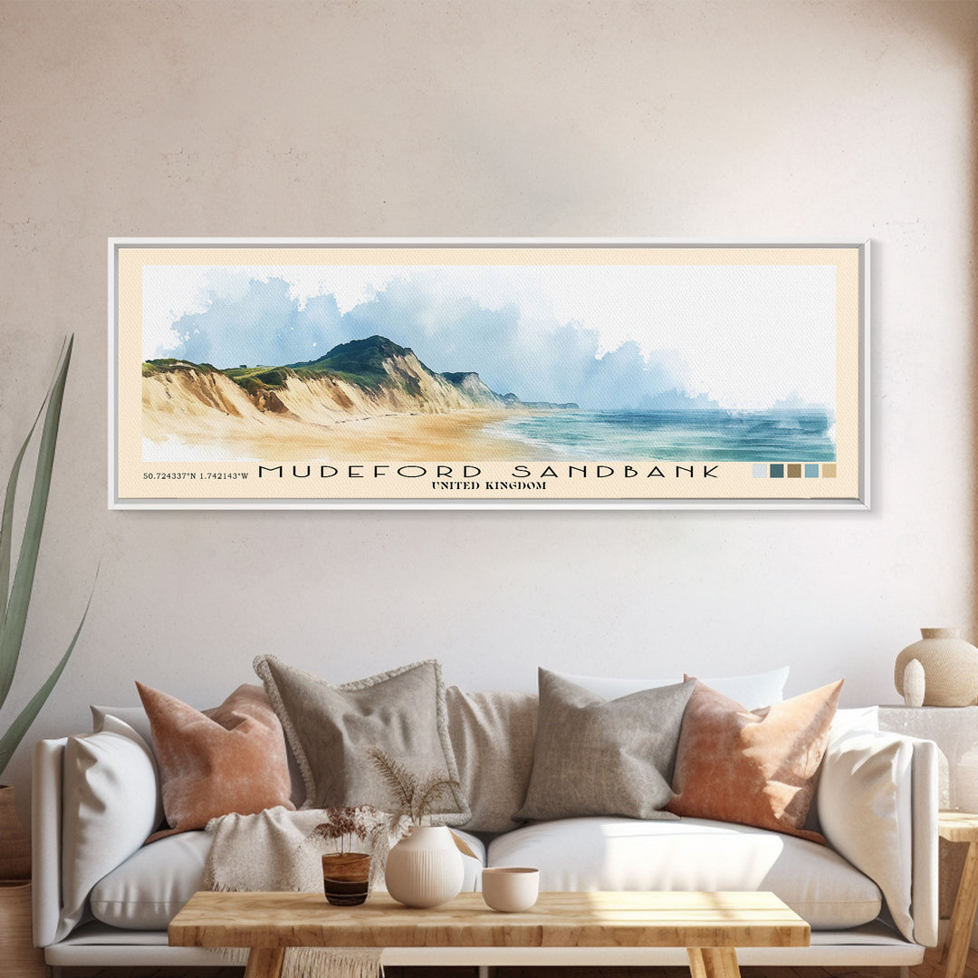 Mudeford Sandbank, United Kingdom Watercolor Beach Print, Vacation Gift, United Kingdom Wall Art, Beach Painting, Beach Decor, Beach Painting