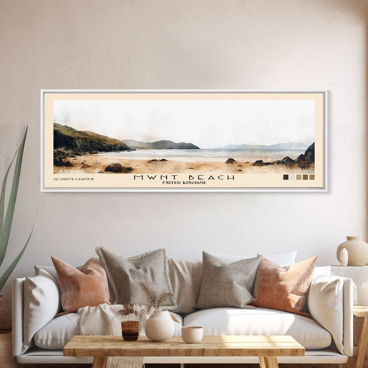 Mwnt Beach, United Kingdom Watercolor Print, Vacation Gift, United Kingdom Wall Art, Beach Painting, Beach Decor, Beach Or Lakehouse Art