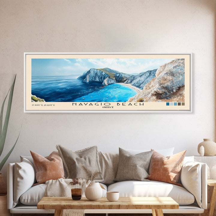 Navagio Beach, Greece Watercolor Print, Vacation Gift, Greece Wall Art, Beach Painting, Beach Decor, Beach Or Lakehouse Art