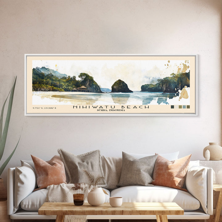 Nihiwatu Beach, Sumba, Indonesia Watercolor Print, Vacation Gift, Sumba, Indonesia Wall Art, Beach Painting, Beach Decor, Beach Or Lakehouse Art