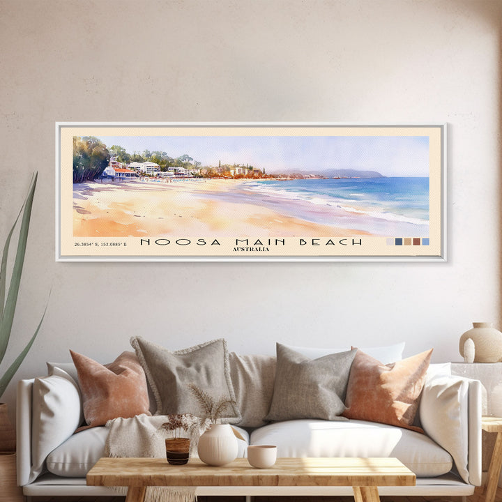 Noosa Main Beach, Australia Watercolor Print, Vacation Gift, Australia Wall Art, Vacation Wall Art, Vacatation Memories, Beach Decor, Beach Or Lakehouse Art