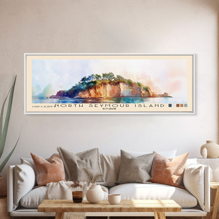 North Seymour Island, Ecuador Watercolor Beach Print, Vacation Gift, Ecuador Wall Art, Beach Painting, Beach Decor, Beach Painting