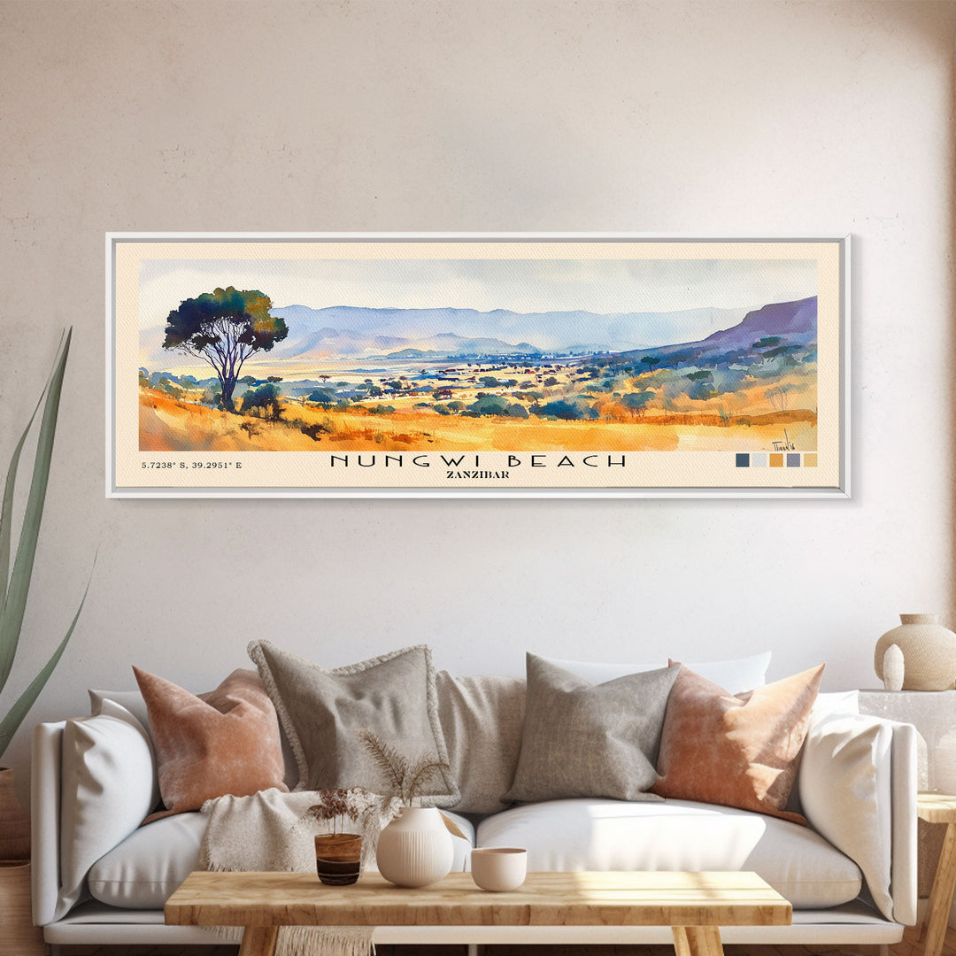 Nungwi Beach, Zanzibar Watercolor Print, Vacation Gift, Zanzibar Wall Art, Beach Painting, Beach Decor, Beach Or Lakehouse Art