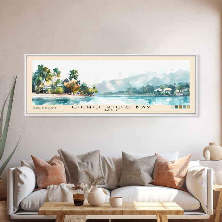 Ocho Rios Bay, Jamaica Watercolor Print, Vacation Gift, Jamaica Wall Art, Vacation Wall Art, Vacatation Memories, Beach Decor, Beach Or Lakehouse Art