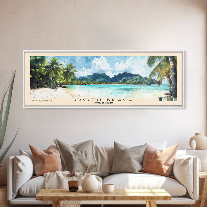 Ootu Beach, Cook Islands Watercolor Print, Vacation Gift, Cook Islands Wall Art, Vacation Wall Art, Vacatation Memories, Beach Decor, Beach Or Lakehouse Art