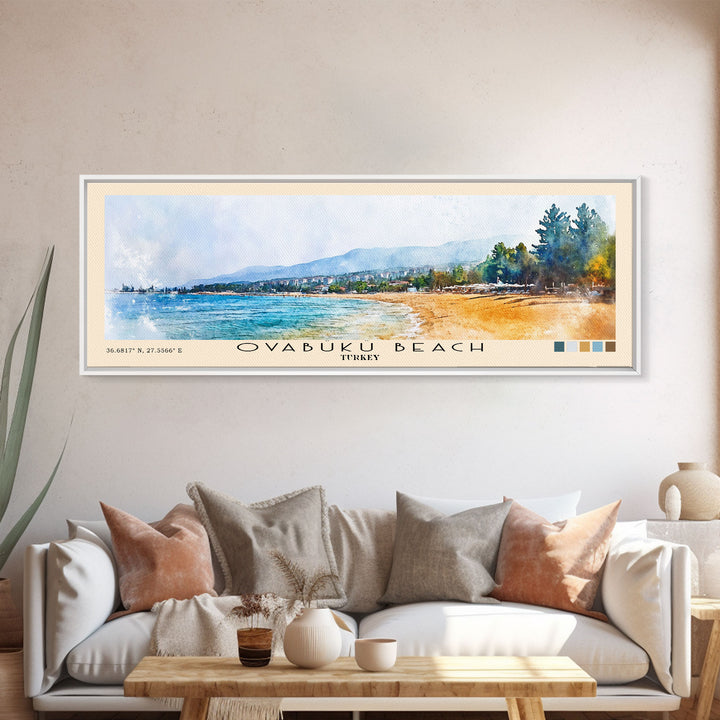 Ovabükü Beach, Turkey Watercolor Beach Print, Vacation Gift, Turkey Wall Art, Beach Painting, Beach Decor, Beach Painting