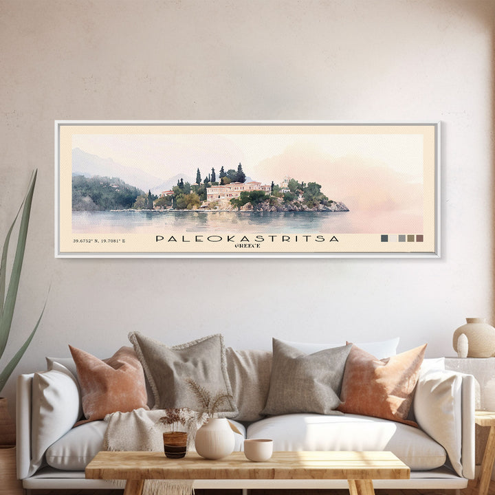Paleokastritsa, Greece Watercolor Print, Vacation Gift, Greece Wall Art, Beach Painting, Beach Decor, Beach Or Lakehouse Art