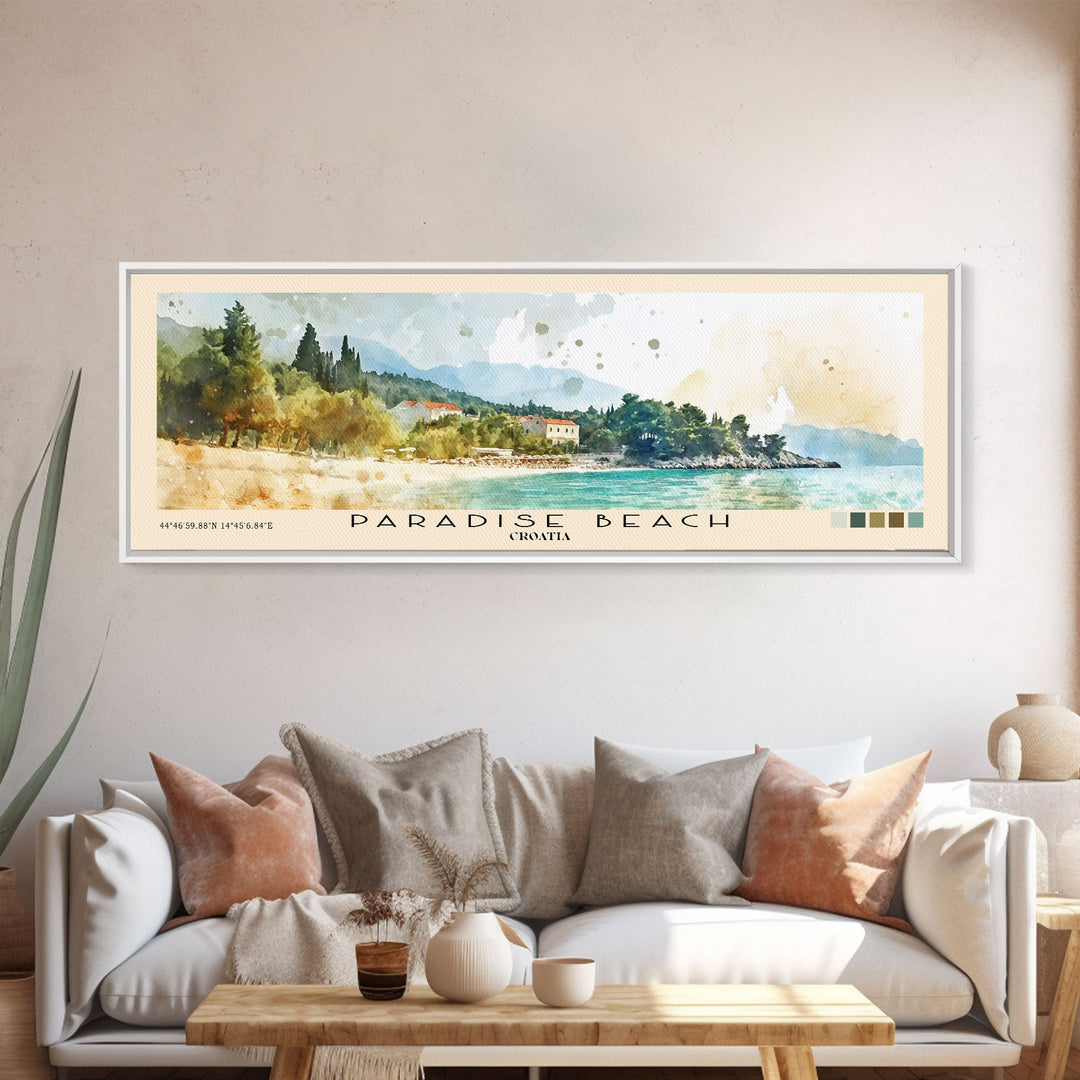 Paradise Beach, Croatia Watercolor Print, Vacation Gift, Croatia Wall Art, Vacation Wall Art, Vacatation Memories, Beach Decor, Beach Or Lakehouse Art