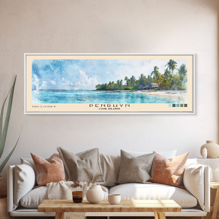 Penrhyn, Cook Islands Watercolor Print, Vacation Gift, Cook Islands Wall Art, Beach Painting, Beach Decor, Beach Or Lakehouse Art