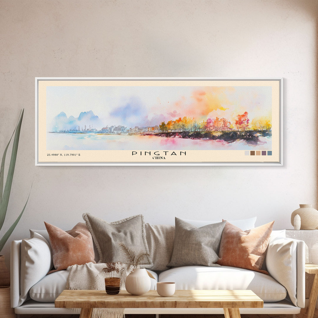 Pingtan, China Watercolor Print, Vacation Gift, China Wall Art, Beach Painting, Beach Decor, Beach Or Lakehouse Art