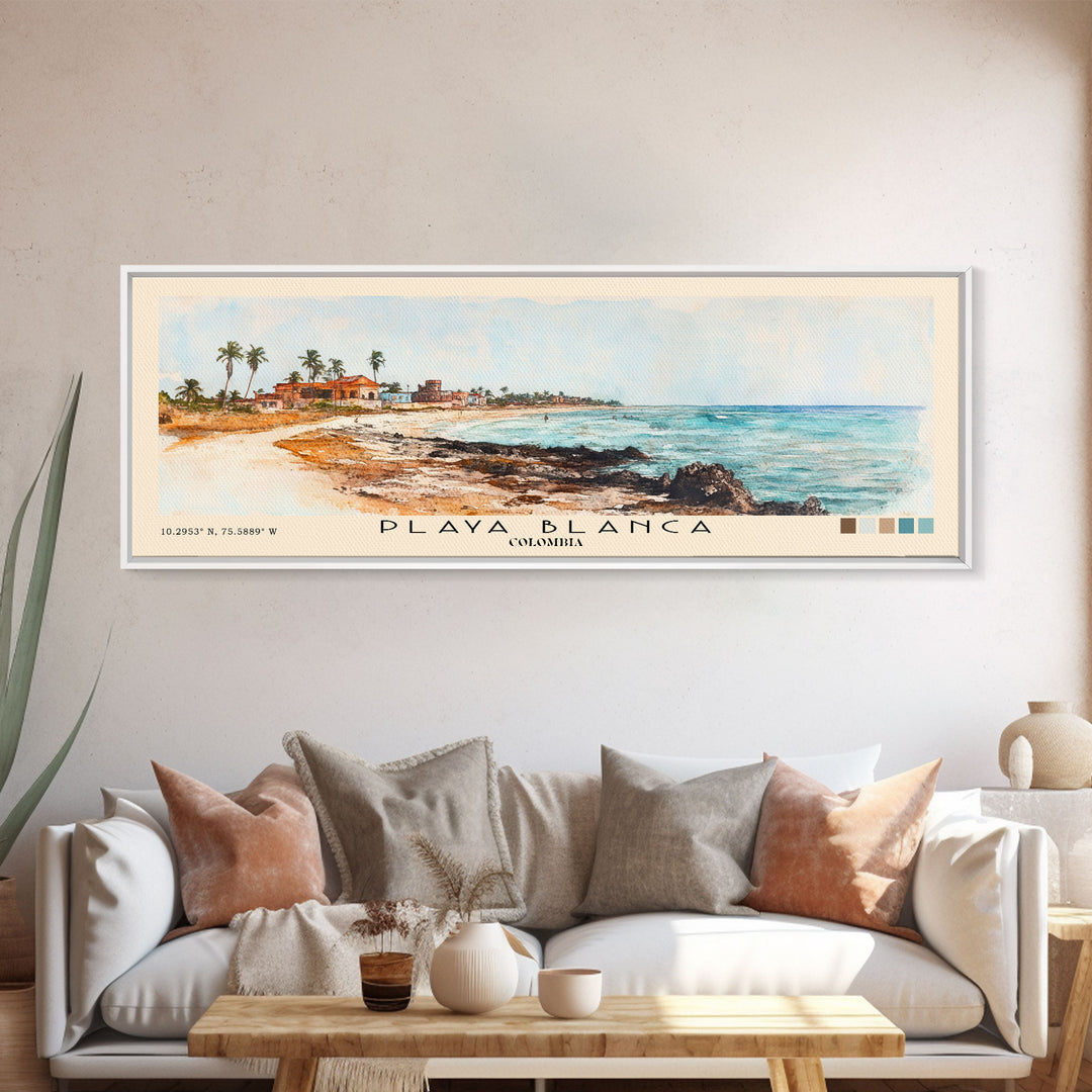 Playa Blanca, Colombia Watercolor Print, Vacation Gift, Colombia Wall Art, Vacation Wall Art, Vacatation Memories, Beach Decor, Beach Or Lakehouse Art