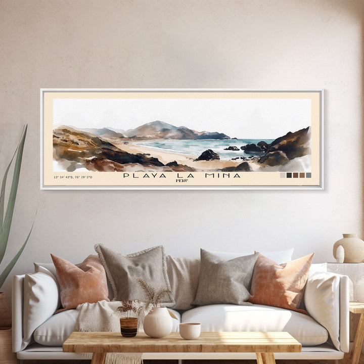 Playa La Mina, Peru Watercolor Print, Vacation Gift, Peru Wall Art, Beach Painting, Beach Decor, Beach Or Lakehouse Art