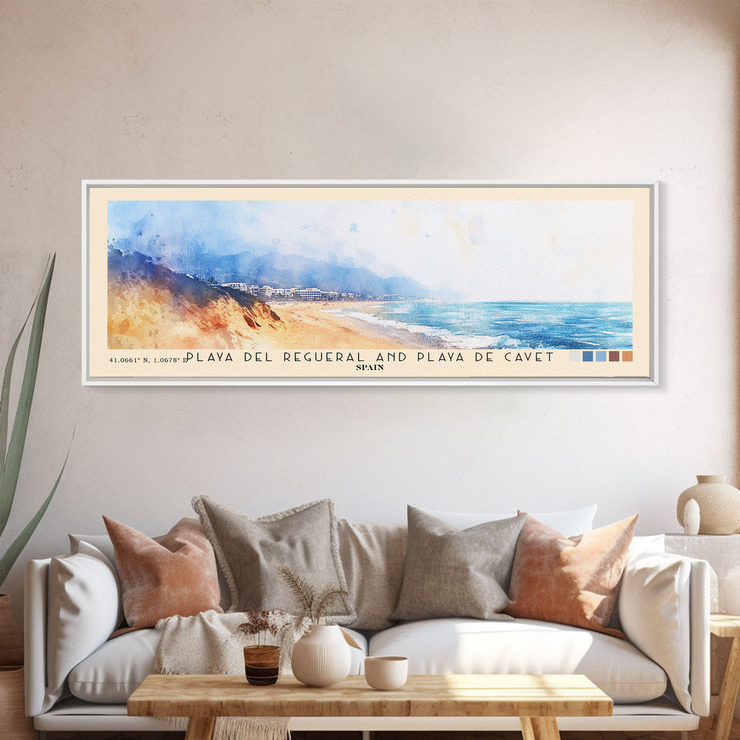 Playa del Regueral and Playa de Cavet, Spain Watercolor Print, Vacation Gift, Spain Wall Art, Vacation Wall Art, Vacatation Memories, Beach Decor, Beach Or Lakehouse Art