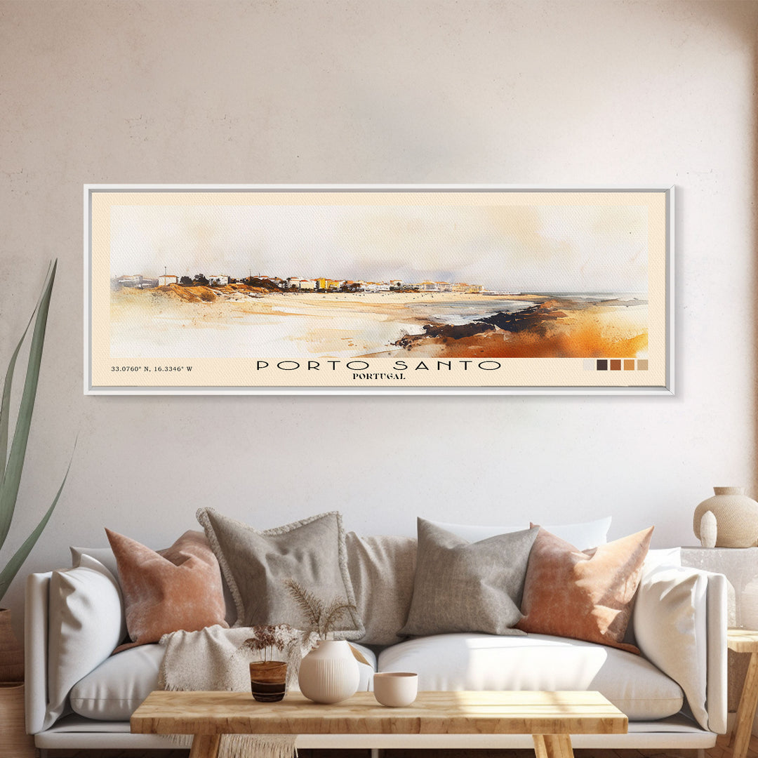 Porto Santo, Portugal Watercolor Print, Vacation Gift, Portugal Wall Art, Beach Painting, Beach Decor, Beach Or Lakehouse Art