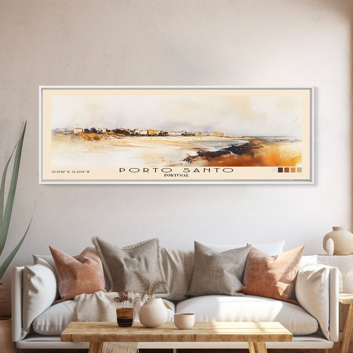 Porto Santo, Portugal Watercolor Print, Vacation Gift, Portugal Wall Art, Beach Painting, Beach Decor, Beach Or Lakehouse Art