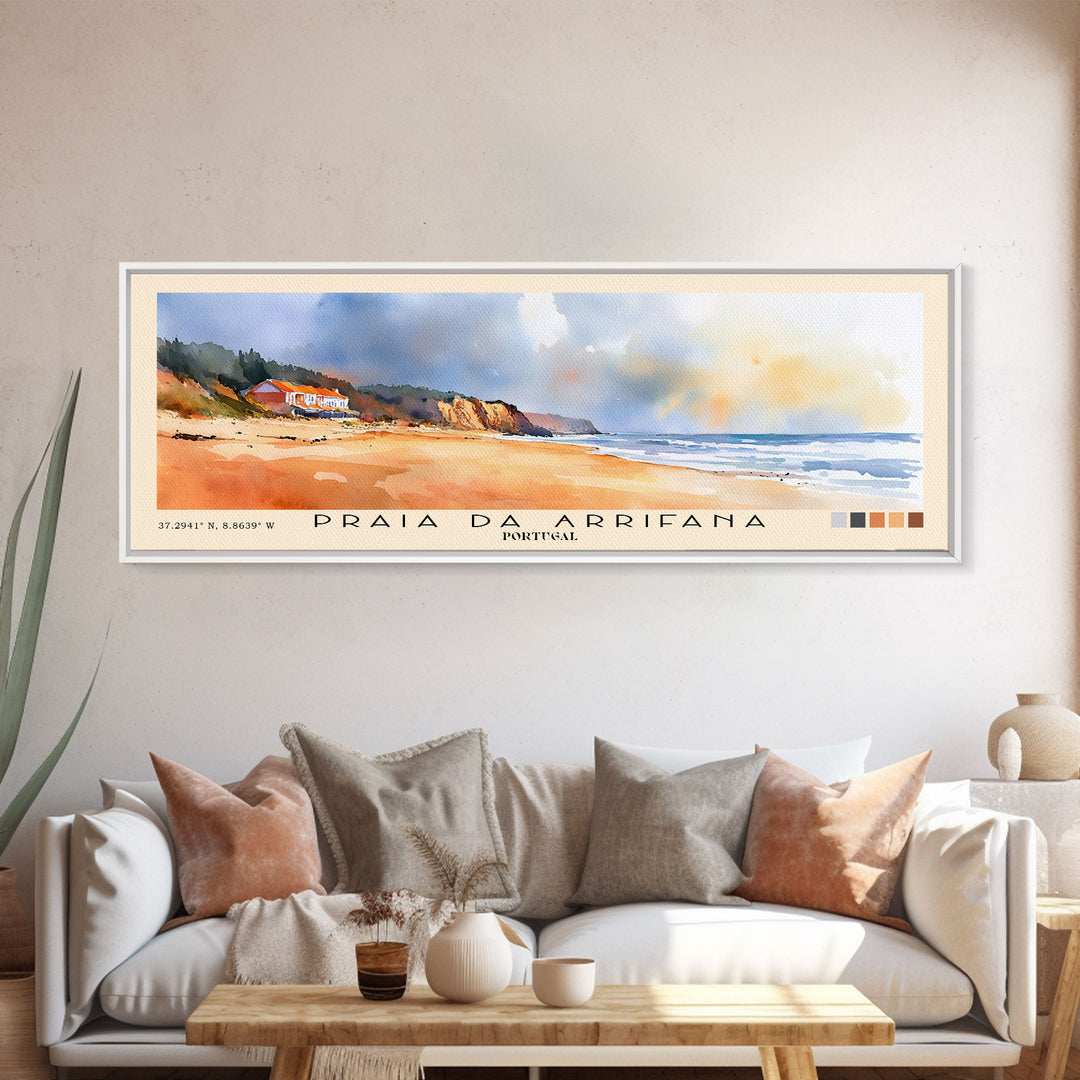 Praia da Arrifana, Portugal Watercolor Print, Vacation Gift, Portugal Wall Art, Vacation Wall Art, Vacatation Memories, Beach Decor, Beach Or Lakehouse Art