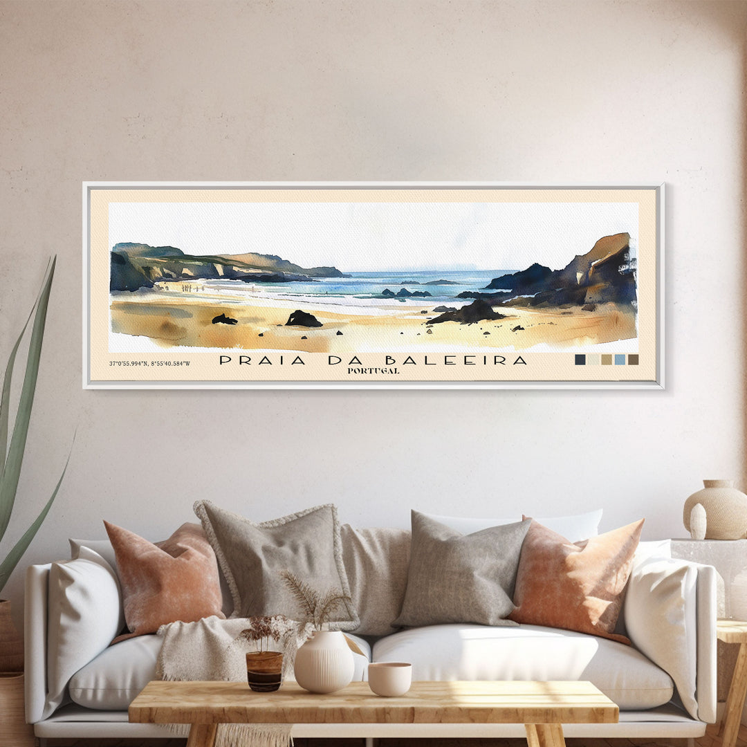 Praia da Baleeira, Portugal Watercolor Print, Vacation Gift, Portugal Wall Art, Beach Painting, Beach Decor, Beach Or Lakehouse Art