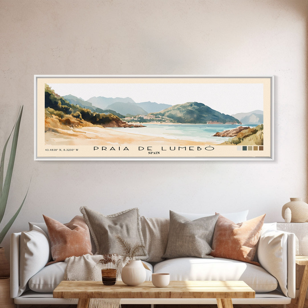 Praia de Lumebó, Spain Watercolor Print, Vacation Gift, Spain Wall Art, Beach Painting, Beach Decor, Beach Or Lakehouse Art