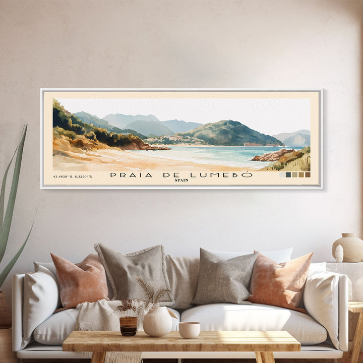 Praia de Lumebó, Spain Watercolor Print, Vacation Gift, Spain Wall Art, Beach Painting, Beach Decor, Beach Or Lakehouse Art