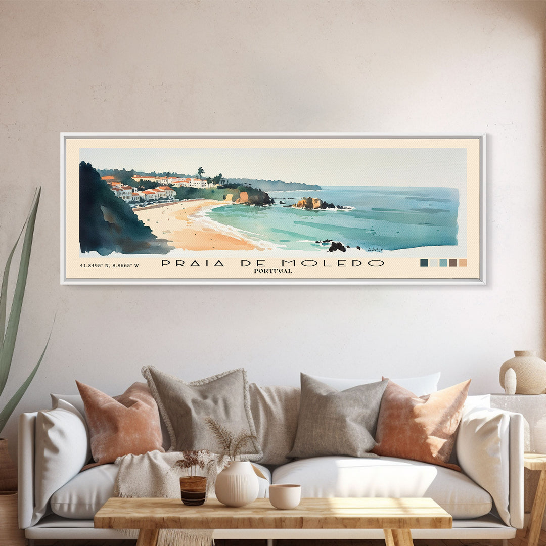 Praia de Moledo, Portugal Watercolor Beach Print, Vacation Gift, Portugal Wall Art, Beach Painting, Beach Decor, Beach Painting